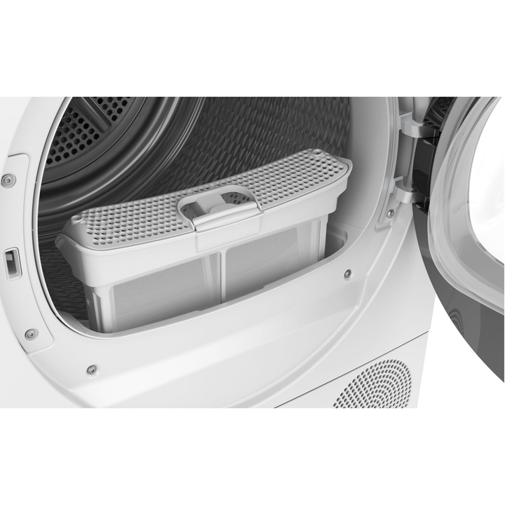 Uscator de rufe Bosch WQH245B6BY, Pompa de caldura, 9 kg, 15 programe, Home Connect, AutoDry Technology, Smart Dry, Condensator cu autocuratare, Touch control, Iluminare interioara, Clasa A+++, Alb