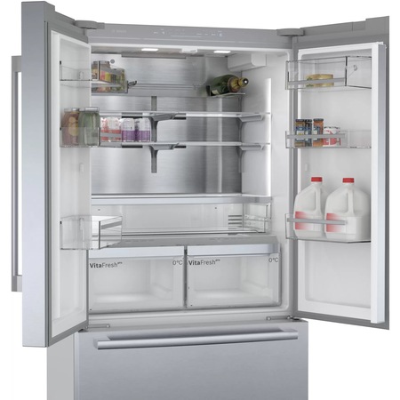 Frigider side by side Bosch KFF96PIEP, MultiDoor, 573 l, Clasa E, NoFrost, HomeConnect, AirFresh Filter, VitaFresh, 183 cm, Inox Antiamprenta