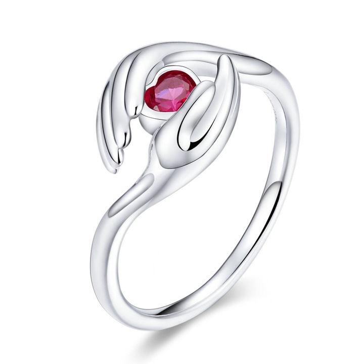 Inel argint cu maini protectoare si zirconiu 14735