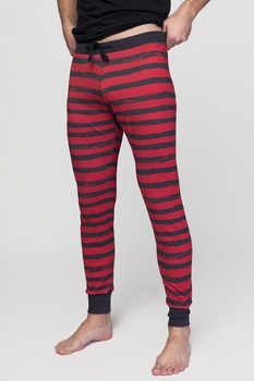 Sofiaman, Pantaloni de pijama de bumbac organic cu dungi, Rosu/Negru Sofiaman, Pantaloni de pijama de bumbac organic cu dungi, Rosu/Negru