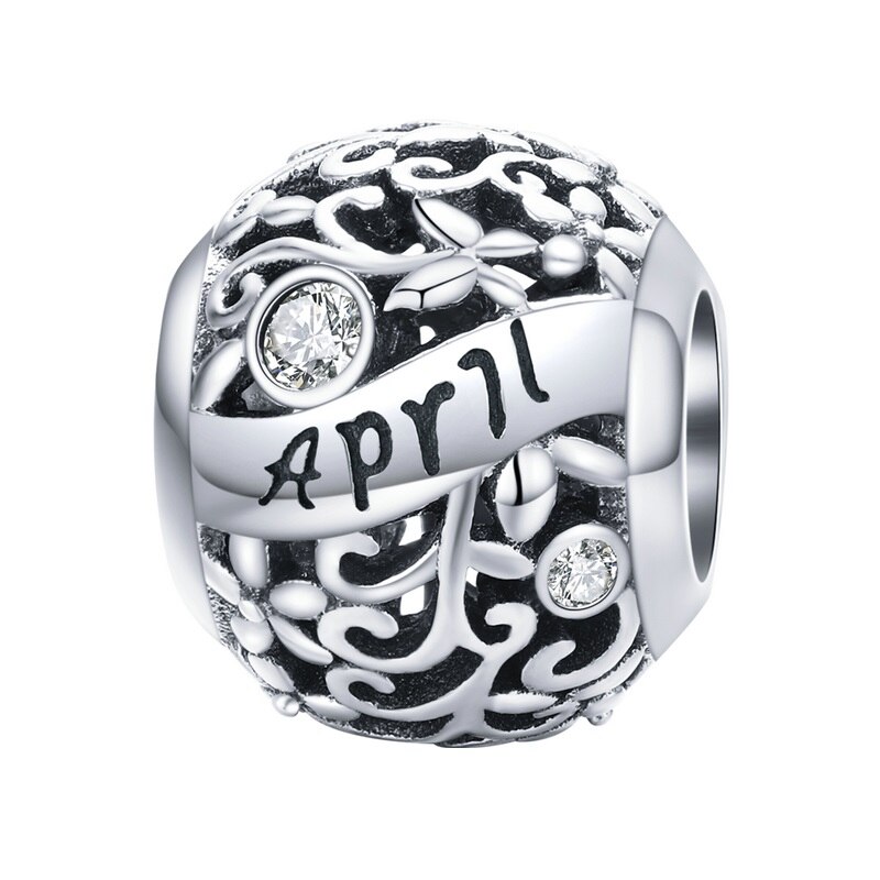 Talisman argint luna Aprilie cu zirconiu, BeSpecial, PST0249