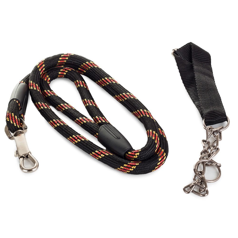 Lesa pentru caini, Zola®, zgarda inclusa, 120x1.3 cm, neagra cu model