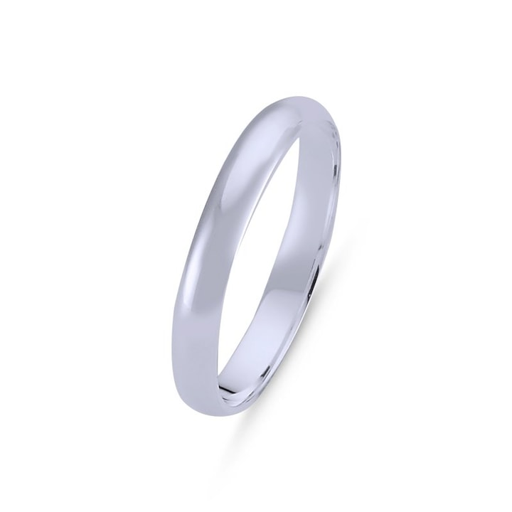 Сребърен пръстен с родиево покритие, модел брачна халка, ширина 3 мм 14501