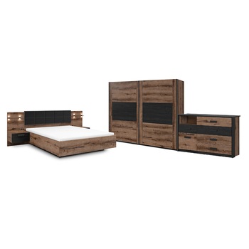 Dormitor KASSEL 160 A, Genarom, Stejar Monastery / Stejar Negru, 160 x 200 cm Dormitor KASSEL 160 A, Genarom, Stejar Monastery / Stejar Negru, 160 x 200 cm