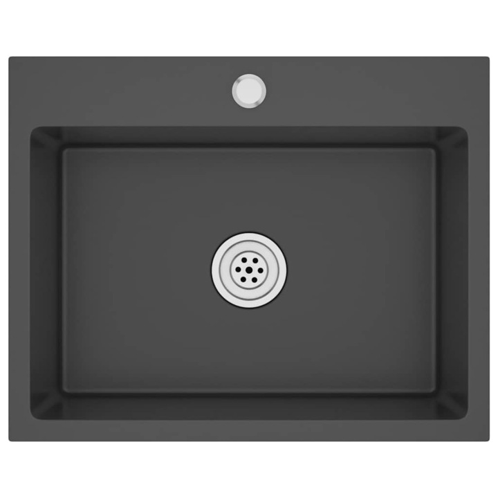 vidaXL fekete kézzel készült rozsdamentes acél mosogató 51511