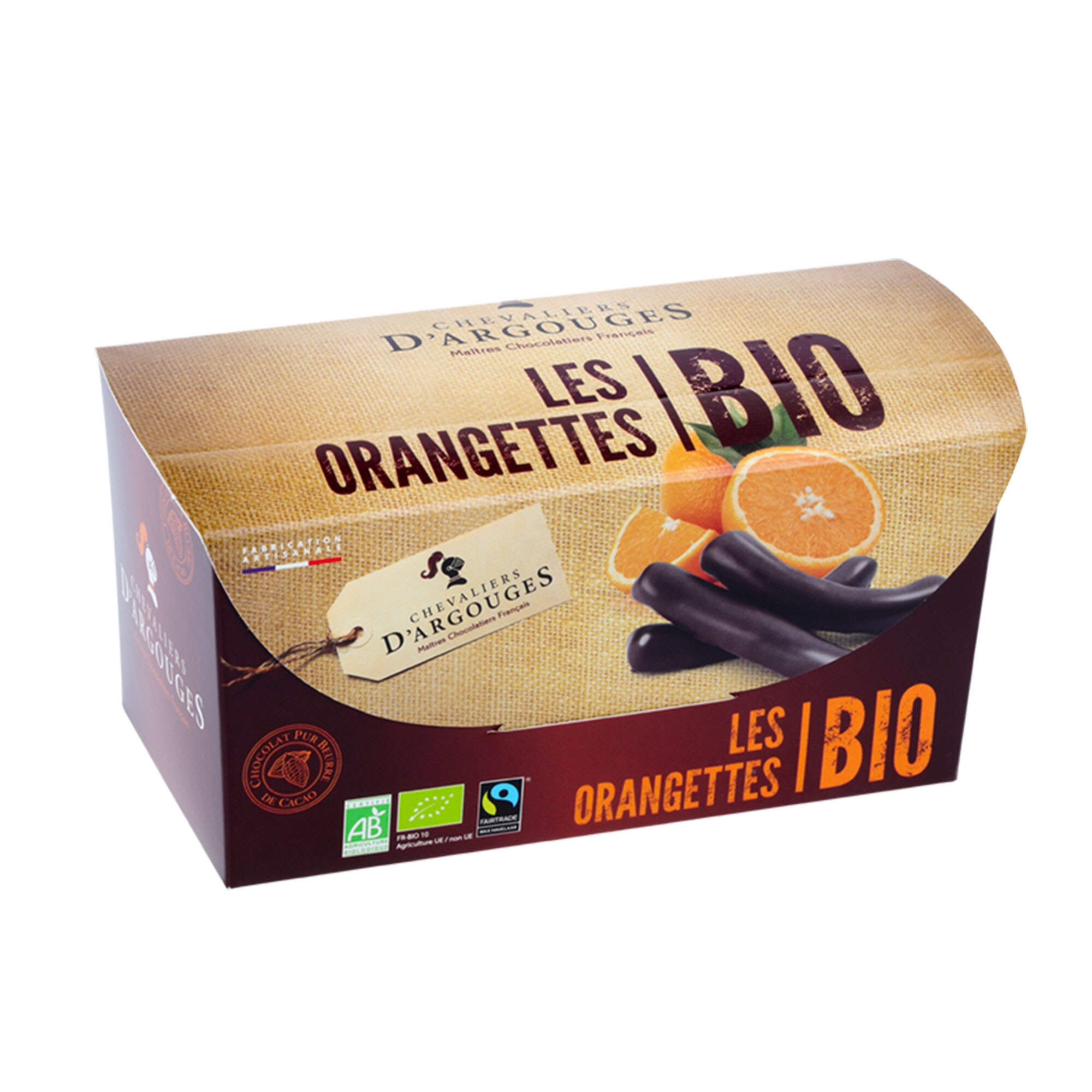 Portocala confiata si invelita cu ciocolata neagra BIO, Chevaliers d'Argouges, 180g