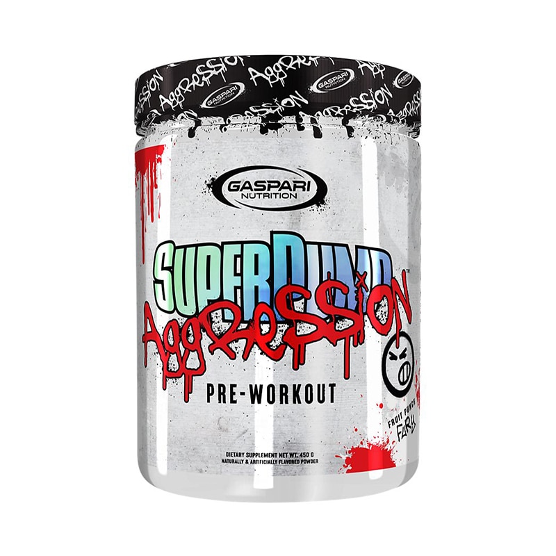 Pudra energizanta pre antrenament Gaspari Aggression, aroma Fruit Punch, 450g, 25 de serviri
