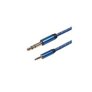 Cablu audio 3.5 mm Tata la Jack 6,5 mm Tata, Textil, 3 metri, Albastru Cablu audio 3.5 mm Tata la Jack 6,5 mm Tata, Textil, 3 metri, Albastru