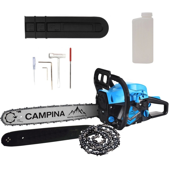 Benzin láncfűrész Campina CCS5600A, 3.8 Cp, 52 cmc, penge 40 cm, Tartalék penge és lánc