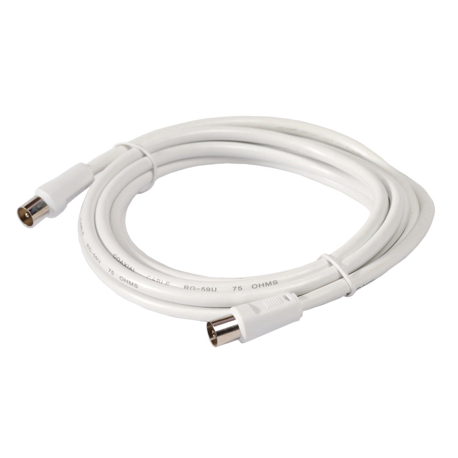 Cablu coaxial Spacer, RG59, 2m, tata-mama, Dublu ecranat, 1×0.65+32×0.10mm2, CCS+al, Alb