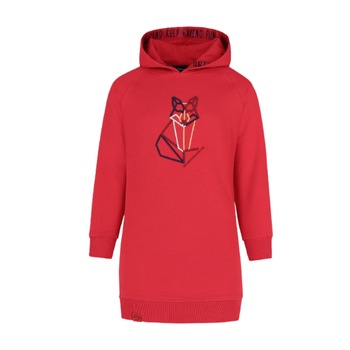 Rochie tip hanorac Fete, Volcano, G - Red Junior, cu Gluga, Bumbac, Rosu Rochie tip hanorac Fete, Volcano, G - Red Junior, cu Gluga, Bumbac, Rosu