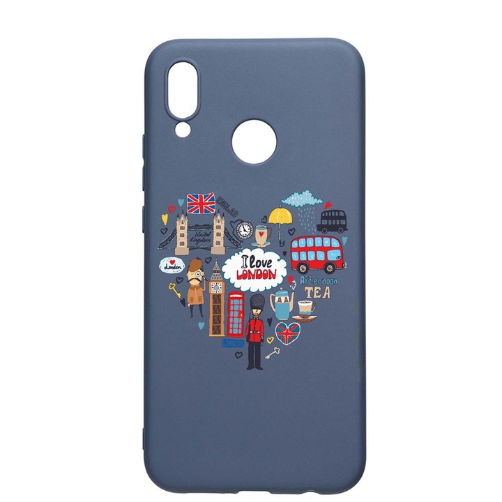 Husa Silicon Compatibila Cu Samsung Galaxy A20, I Love London, rezistenta la uzura, anti-alunecare, AlaskanBlue, AB732