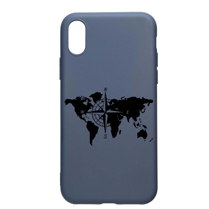 Силиконов калъф, съвместим с Apple iPhone XS / X, Traveler, устойчивост на износване, противоплъзгащ се, AlaskanBlue, AB735
