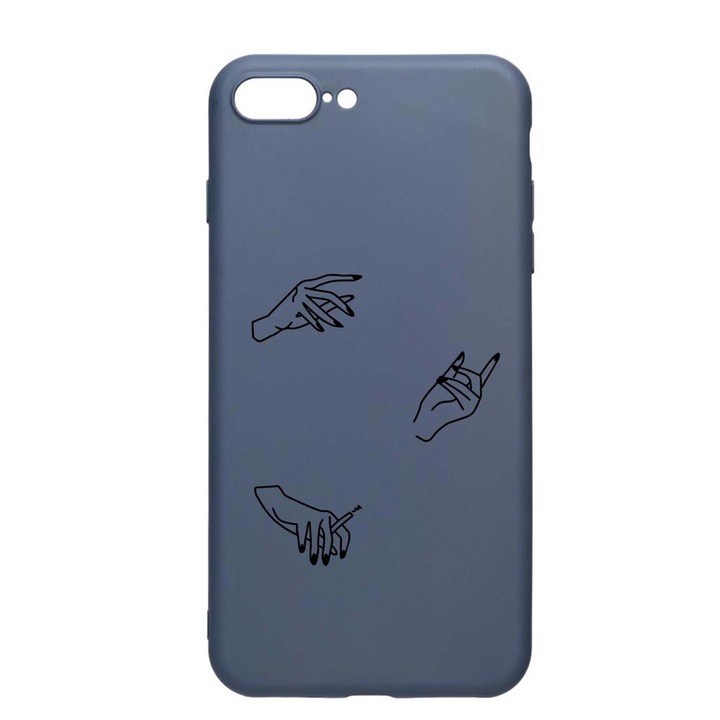 Husa Silicon Compatibila Cu Apple iPhone 8 Plus / 7 Plus, Hands, rezistenta la uzura, anti-alunecare, AlaskanBlue, AB740