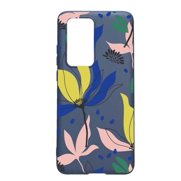 Силиконов калъф, съвместим с Huawei P Smart 2021, модел на цветя, устойчивост на износване, противоплъзгащ, AlaskanBlue, AB754