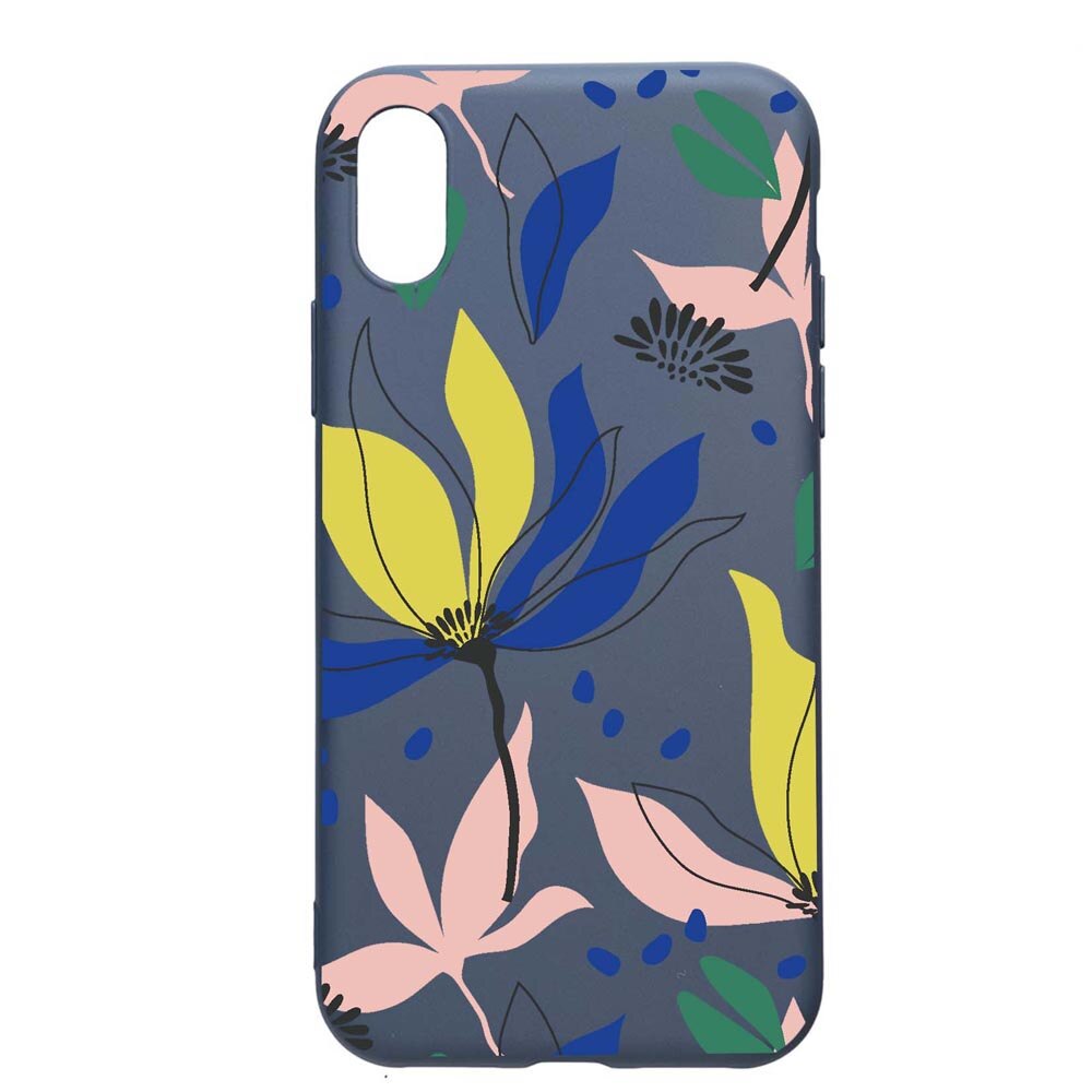 Husa Silicon Compatibila Cu Apple iPhone XR, Flowers Pattern, rezistenta la uzura, anti-alunecare, AlaskanBlue, AB754