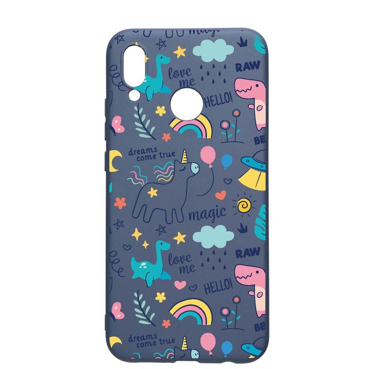 Husa Silicon Compatibila Cu Samsung Galaxy A20, Unicorn - Dreams Come True, rezistenta la uzura, anti-alunecare, AlaskanBlue, AB759