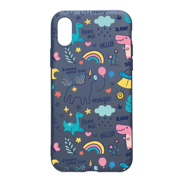 Szilikon védőtok, Apple iPhone XS / X, Unicorn - Dreams Come True, AlaskanBlue, AB759