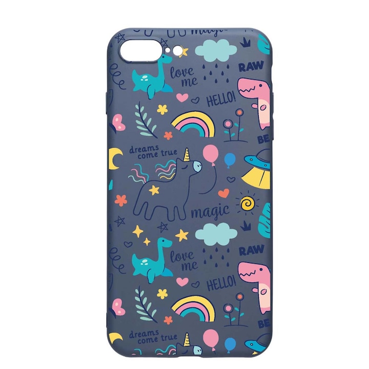 Szilikon védőtok, Apple iPhone 8 Plus / 7 Plus, Unicorn - Dreams Come True, AlaskanBlue, AB759