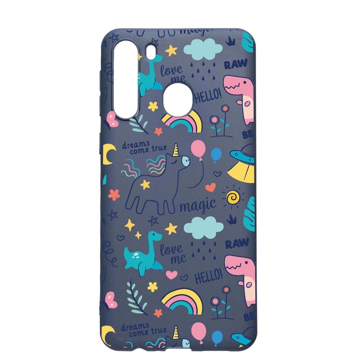 Husa Silicon Compatibila Cu Samsung Galaxy A21, Unicorn - Dreams Come True, rezistenta la uzura, anti-alunecare, AlaskanBlue, AB759