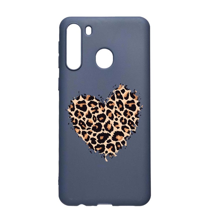 Husa Silicon Compatibila Cu Samsung Galaxy A21, Leopard Heart, rezistenta la uzura, anti-alunecare, AlaskanBlue, AB761