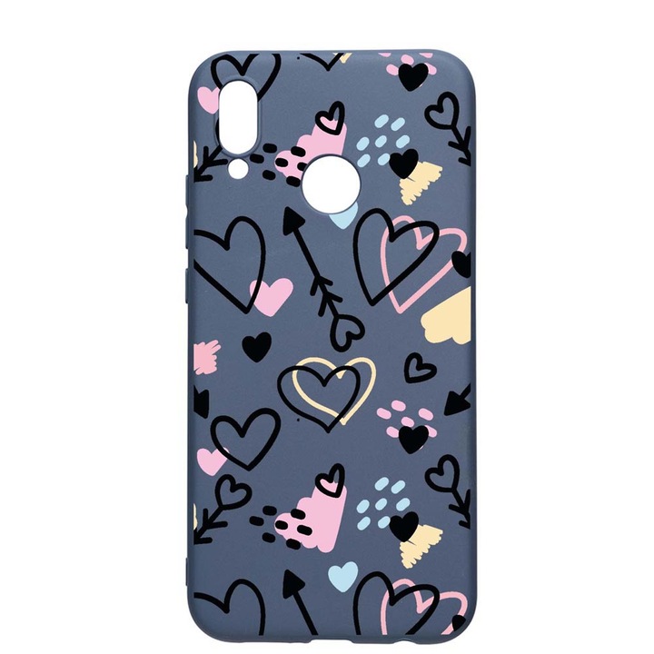 Husa Silicon Compatibila Cu Samsung Galaxy A20, Love Symbols, rezistenta la uzura, anti-alunecare, AlaskanBlue, AB764