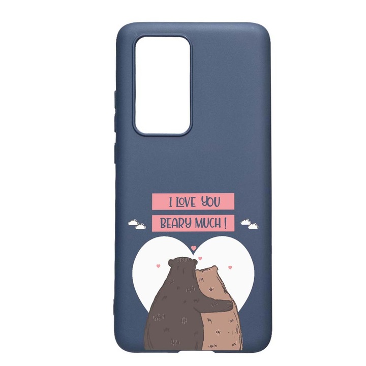 Силиконов калъф, съвместим с Huawei P Smart 2021, I Love U Beary Much!, устойчивост на износване, противоплъзгащ, AlaskanBlue, AB766