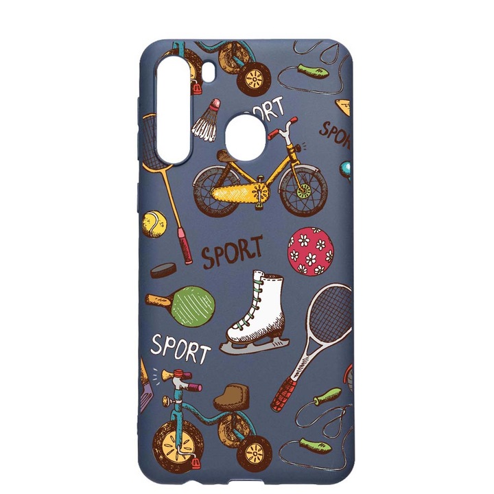 Husa Silicon Compatibila Cu Samsung Galaxy A21, Summer Sports, rezistenta la uzura, anti-alunecare, AlaskanBlue, AB776