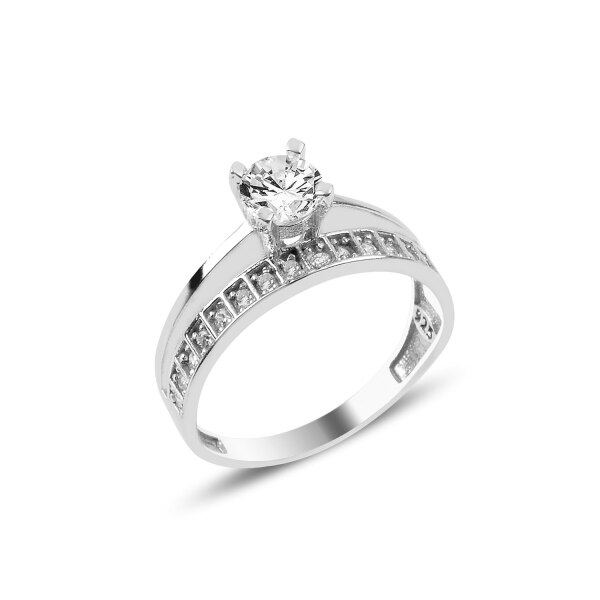 Inel argint Eternity & Solitaire cu zirconii 14257