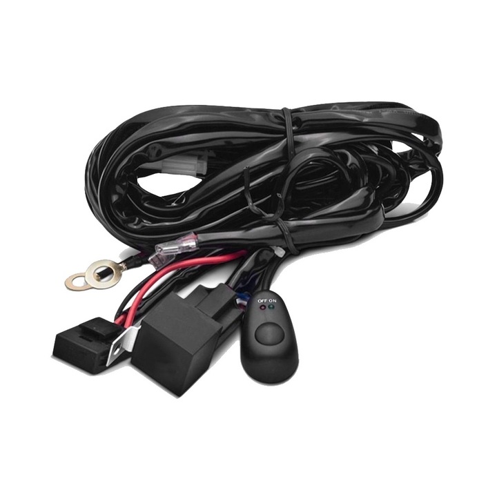 Cablaj Pentru LED Bar, Proiector, cu Releu si Buton On/Off 300W, 12V, 40A, 3m Lungime