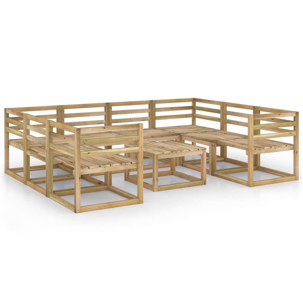 Set mobilier de gradina din paleti de pin verde tratat cu 8 canapele si 1 masa vidaXL, Lemn, Maro