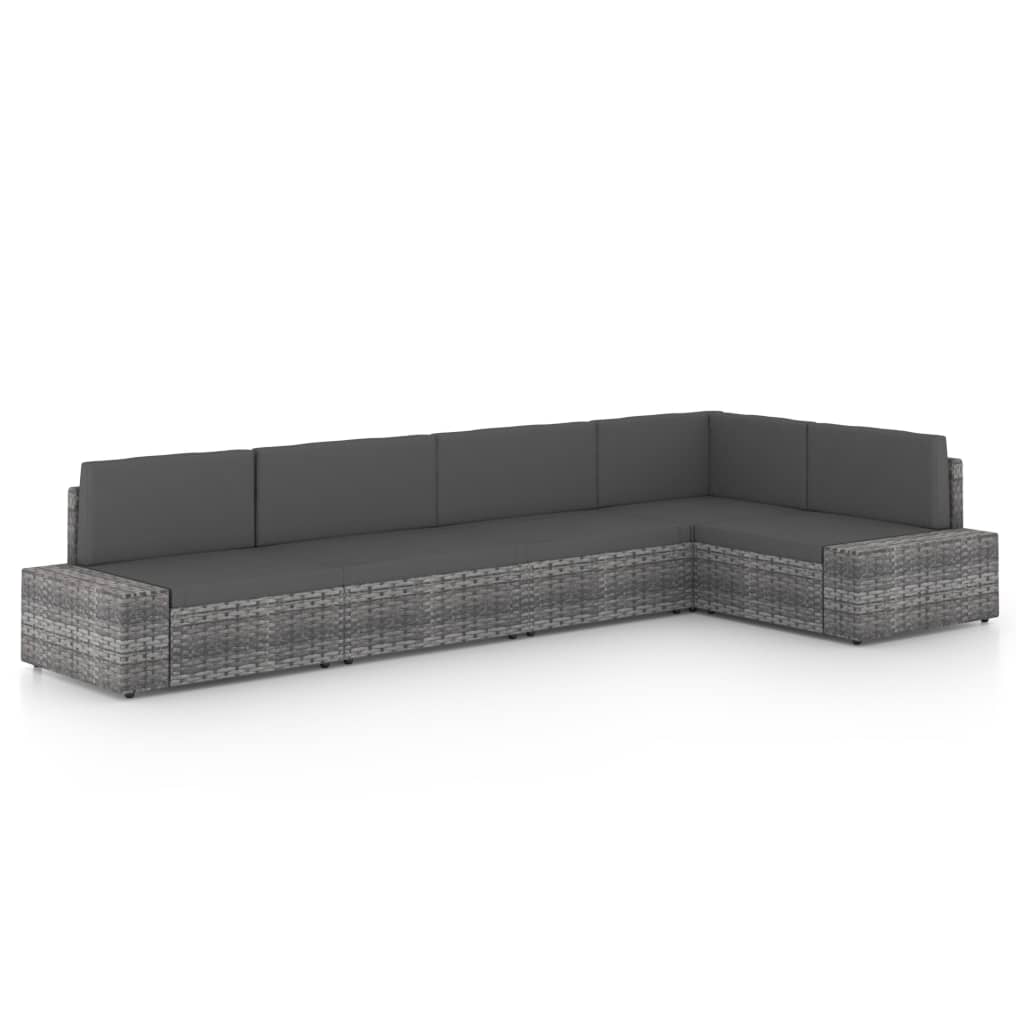 Set mobilier de gradina cu 5 canapele cu perne vidaXL, Poliratan, Gri/Antracit