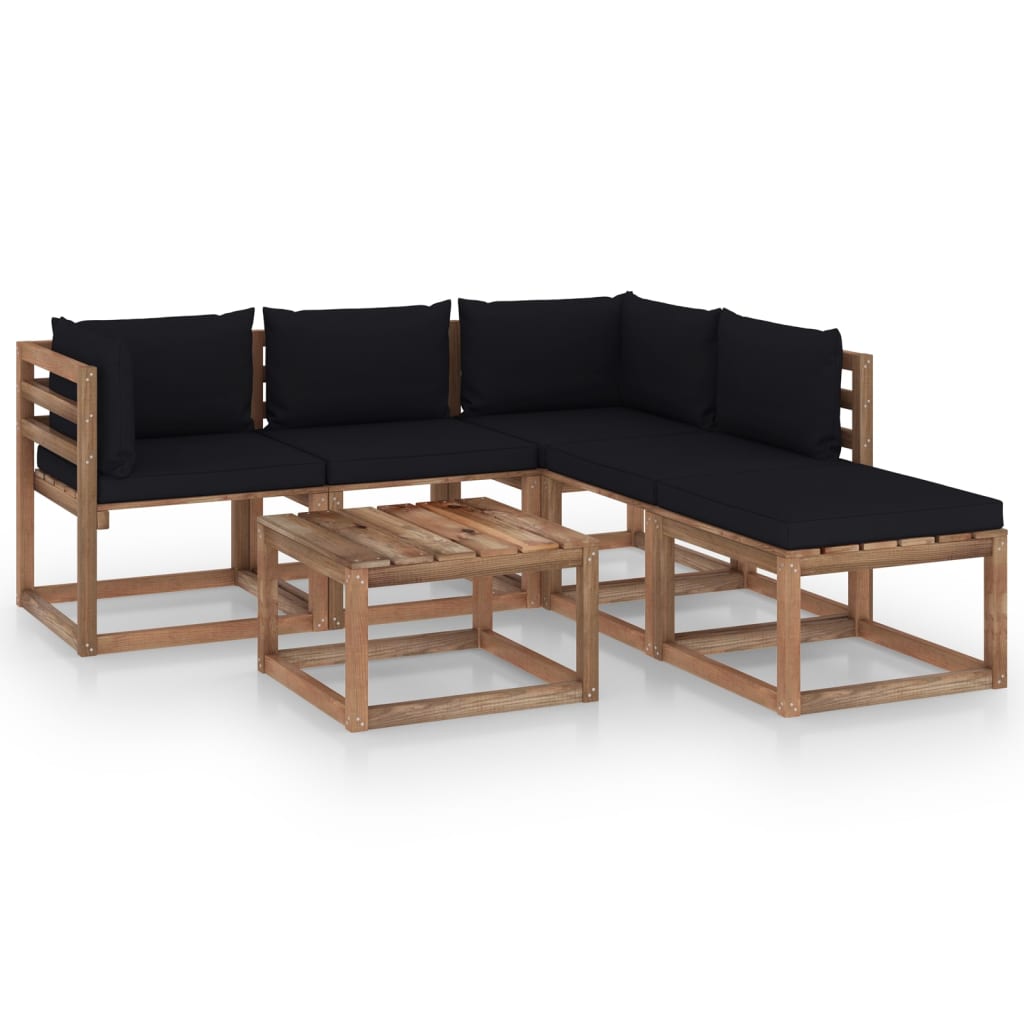 Set mobilier gradina paleti cu perne, 6 piese, lemn pin tratat