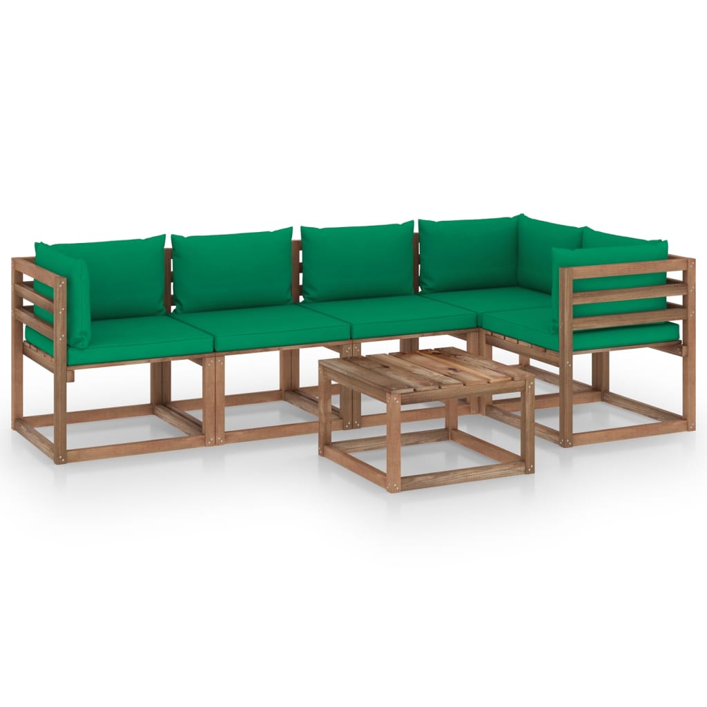 Set mobilier gradina paleti, cu perne, 6 piese, lemn pin tratat