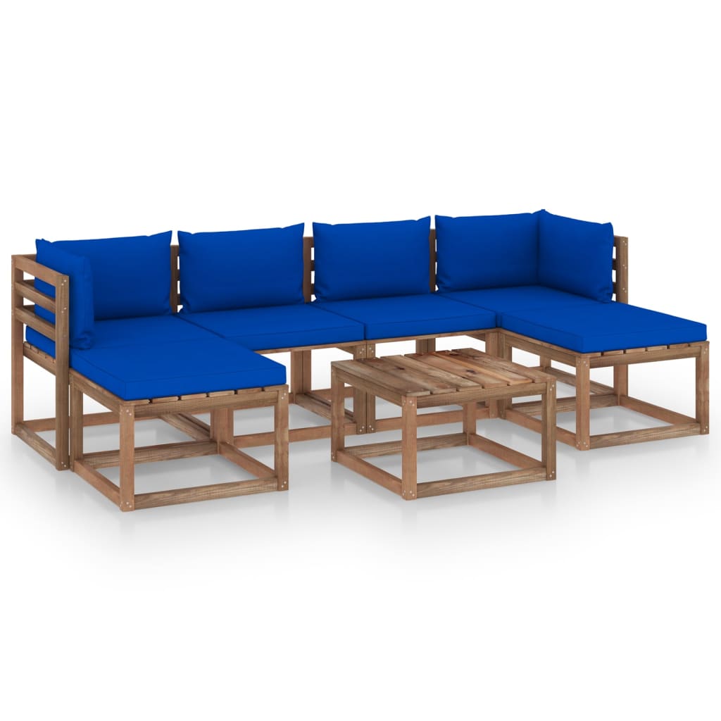 Set mobilier gradina din paleti cu perne, 7 piese, pin tratat