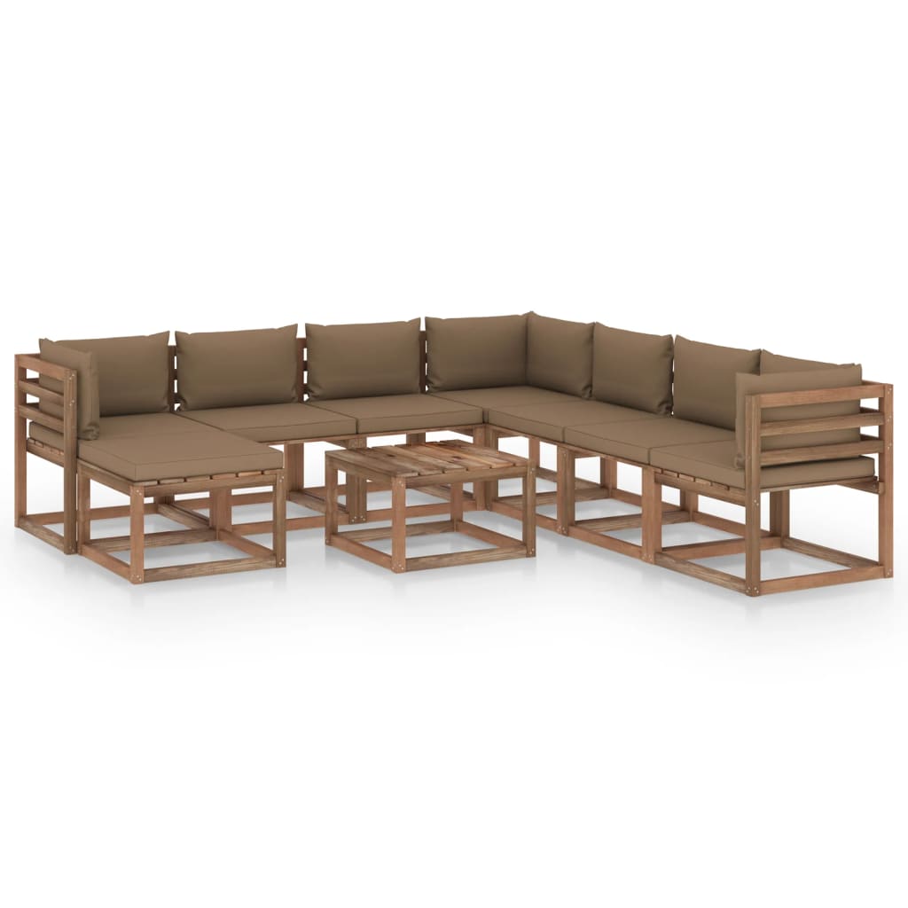 Set mobilier de gradina cu perne ,taupe, 9 piese