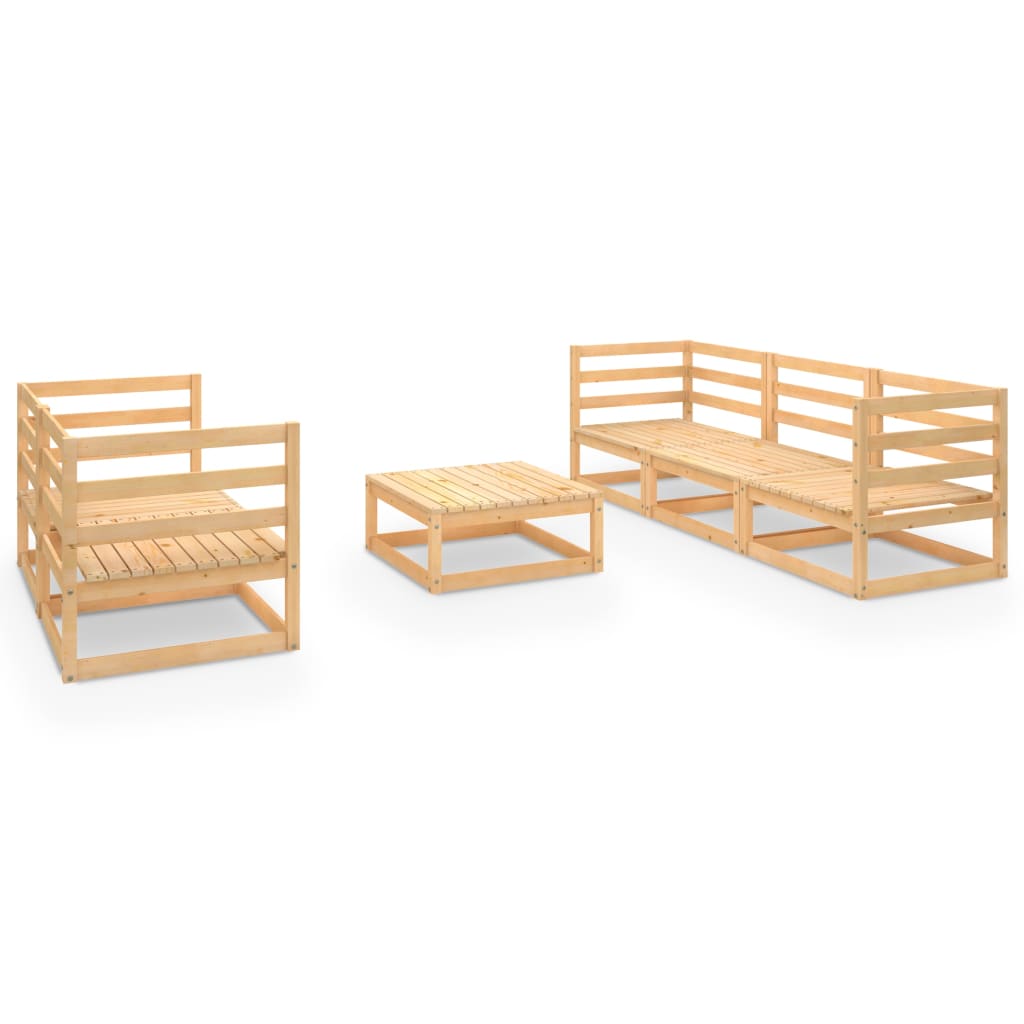 Set mobilier gradina 6 piese canapea cu masuta, vidaXL, Lemn masiv pin, Maro miere