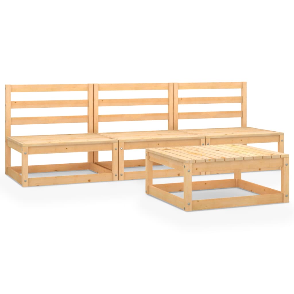 Set mobilier gradina 4 piese canapea cu masuta, vidaXL, Lemn masiv de pin, Maro miere