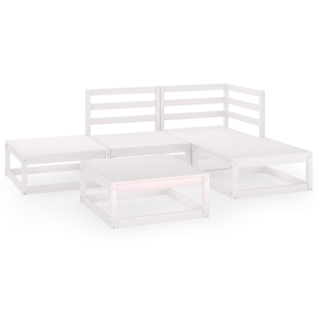 Set mobilier de gradina, 5 piese, alb, lemn masiv de pin