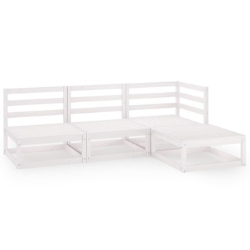 Set mobilier de gradina, 4 piese, alb, lemn masiv de pin Set mobilier de gradina, 4 piese, alb, lemn masiv de pin