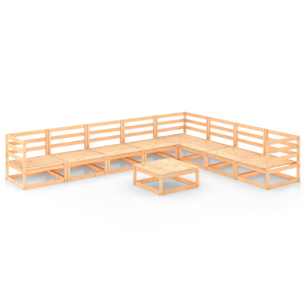 Set mobilier de gradina, 9 piese, lemn masiv de pin
