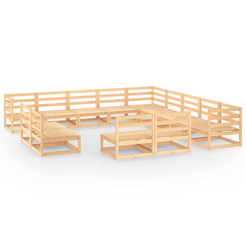 Set mobilier de gradina, 13 piese, lemn masiv de pin