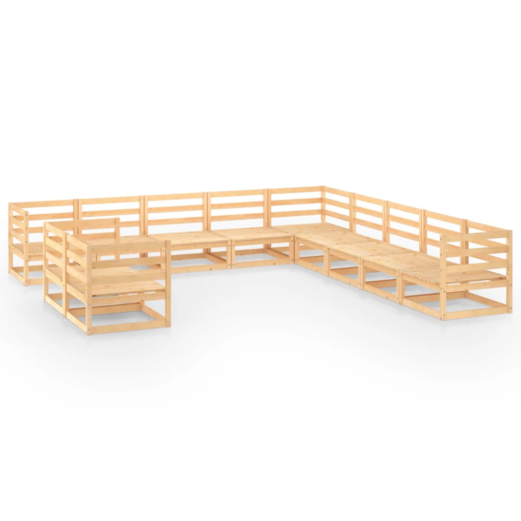 Set mobilier de gradina, 11 piese, lemn masiv de pin