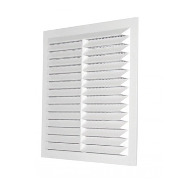 Grila ventilatie rectangulara cu plasa anti-insecte, Dospel D/ 140 W, material ABS, alb Grila ventilatie rectangulara cu plasa anti-insecte, Dospel D/ 140 W, material ABS, alb