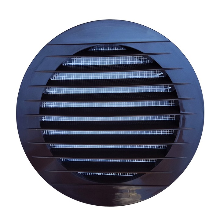 Grila ventilatie circulara cu plasa anti-insecte, Dospel KRO 100 /B, diametru 100 mm, material ABS, maro