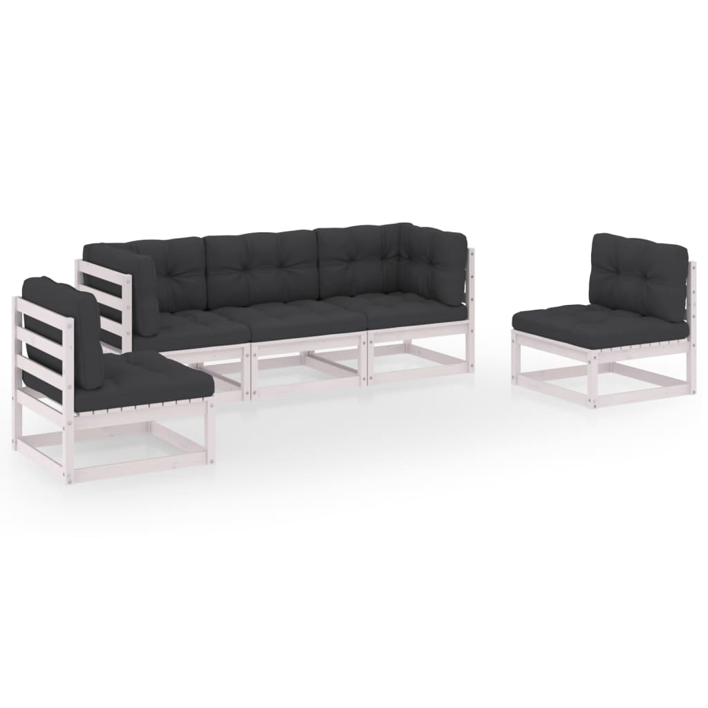 Set mobilier de gradina cu perne, 5 piese, lemn masiv pin