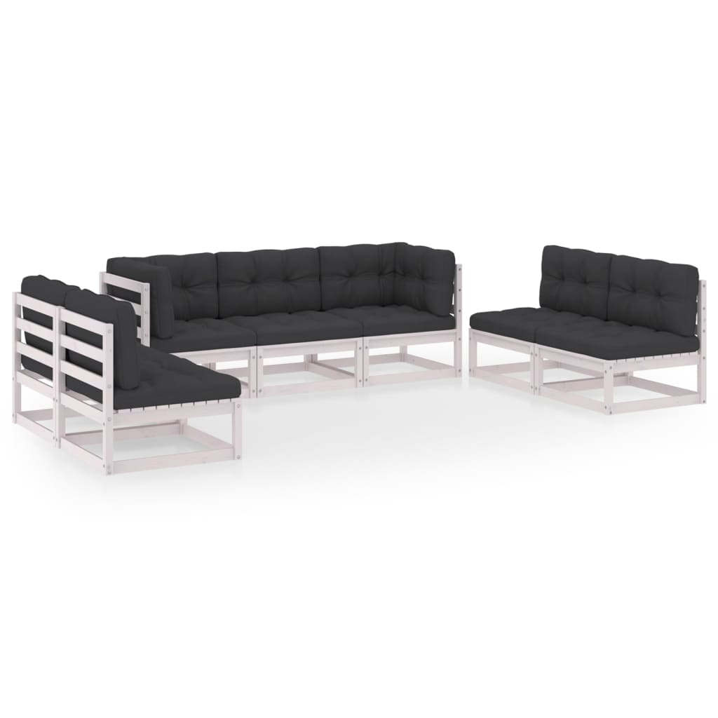 Set mobilier de gradina cu perne, 7 piese, lemn masiv de pin