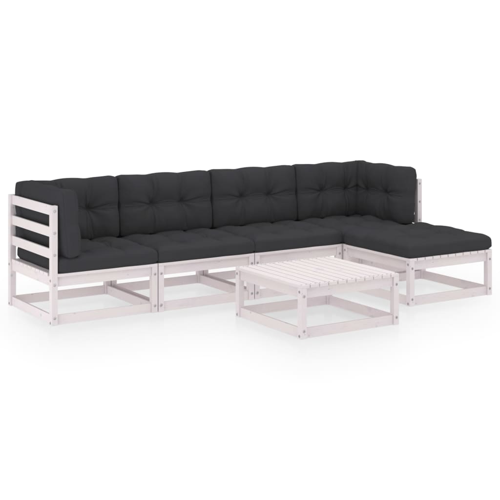 Set mobilier de gradina cu perne, 6 piese, lemn masiv pin