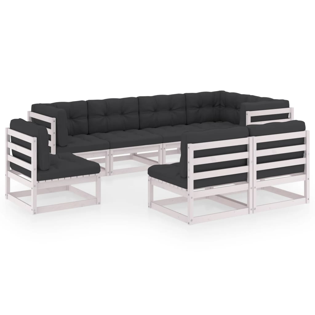 Set mobilier de gradina cu perne, 8 piese, lemn masiv de pin
