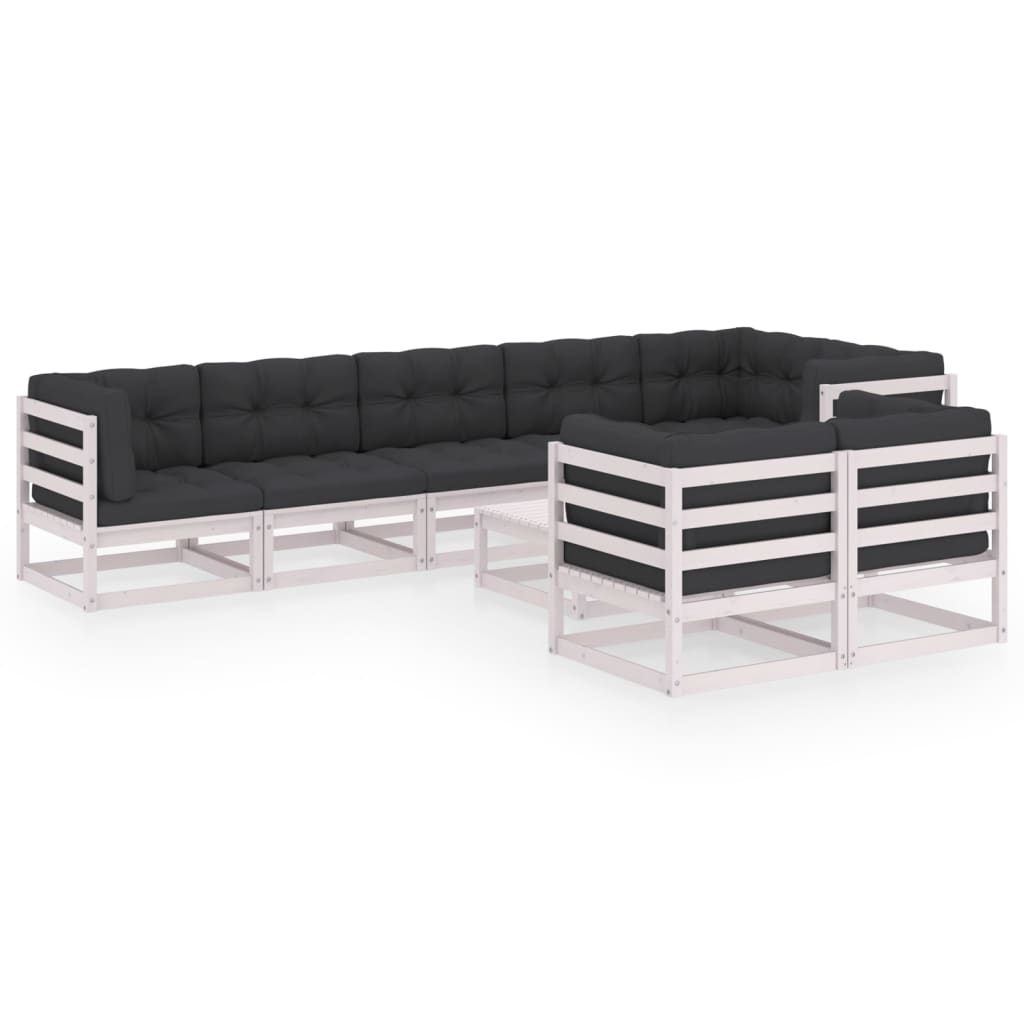 Set mobilier de gradina cu perne, 9 piese, lemn masiv pin